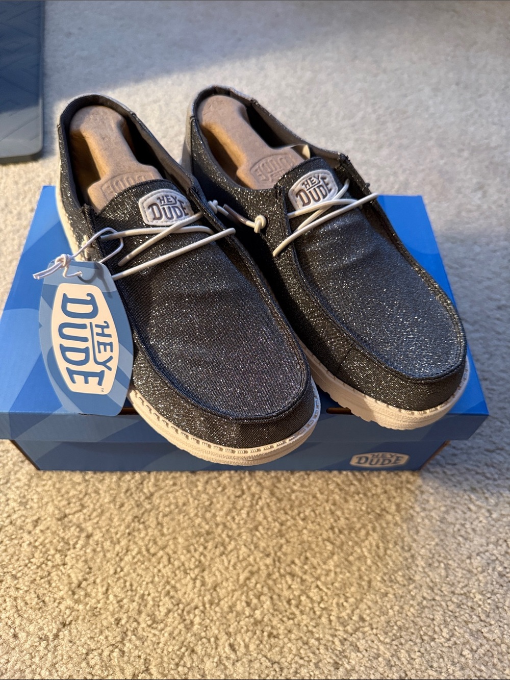 Hey Dude Wendy Metallic Sparkle-Charcoal